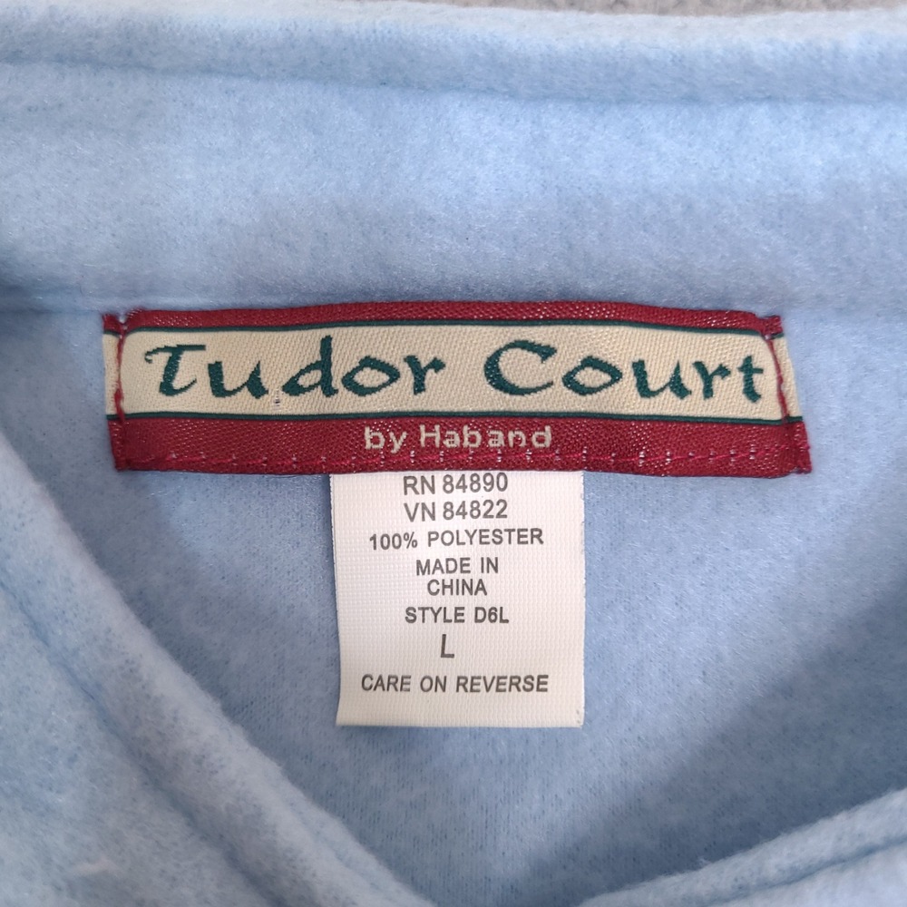 Tudor Court Haband Womens Fleece Cardigan Large Blue‎ Floral Embroidered Button - Picture 3 of 13